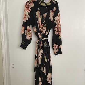 Long Sleeve Floor Length Floral Dress